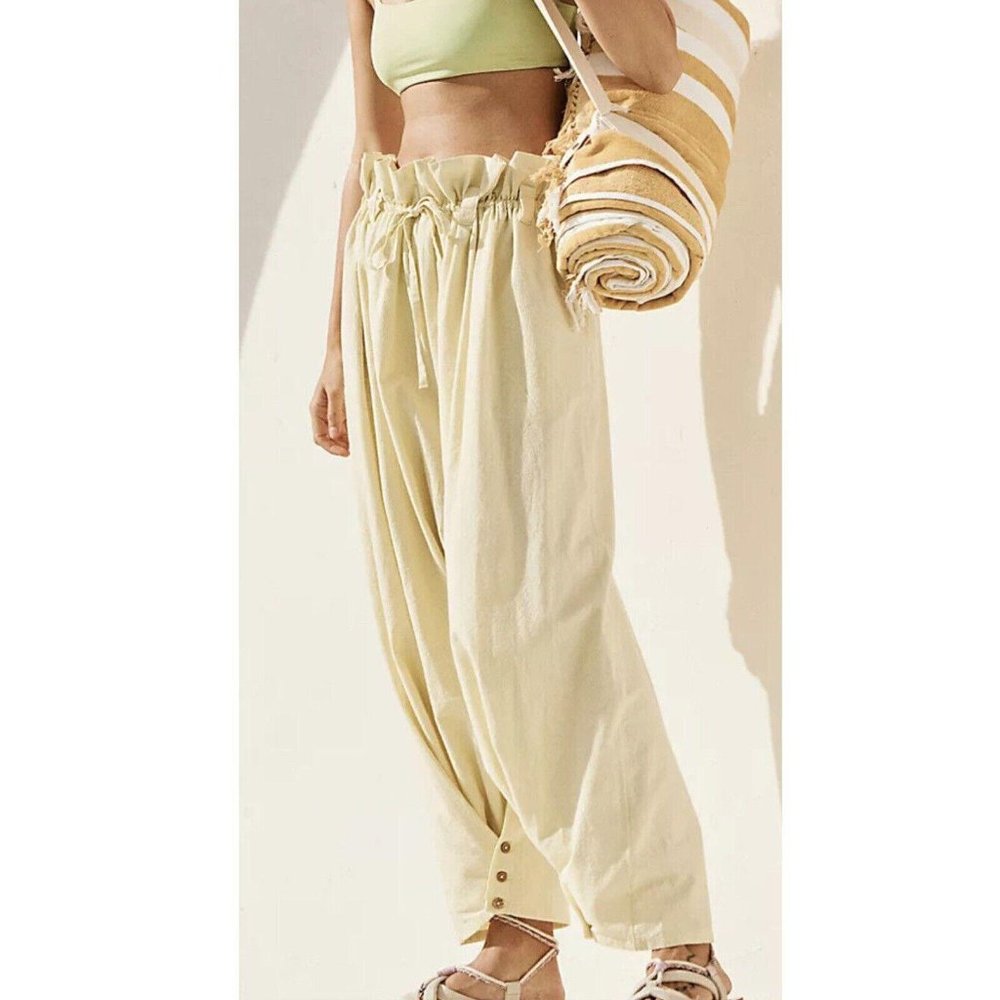 Free People Cream Drawstring Pants
